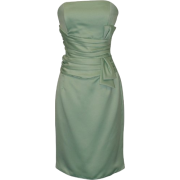 Strapless Satin Sheath Dress Formal Prom Bridesmaid Holiday Party Cocktail Gown Sage - Dresses - $57.99 