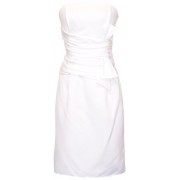Strapless Satin Sheath Dress Formal Prom Bridesmaid Holiday Party Cocktail Gown White - Dresses - $57.99 