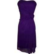 Strapless Stretch Mesh Knee-Length Gown With Florettes Purple - Dresses - $56.99 