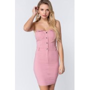 Strapless Button Down Mini Dress - Vestidos - $19.25  ~ 16.53€