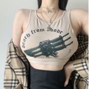 Street bottoming fashion printing short round neck exposed navel slim sexy vest - Košulje - kratke - $19.99  ~ 126,99kn