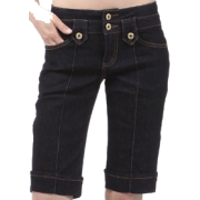 Stretch Denim Burmuda Jean Shorts Junior Plus Size Dark-Denim - Shorts - $43.99 
