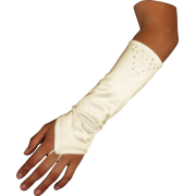 Stretch Satin Fingerless Gloves Forearm Length with Crystals - Manopole - $11.99  ~ 10.30€