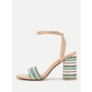 Striped Ankle Strap Heeled Sandals - Сандали - $33.00  ~ 28.34€
