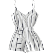Striped Belted Cami Romper -white - Grembiule - $17.99  ~ 15.45€
