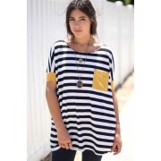 Striped Contrast Tunic - Moj look - 