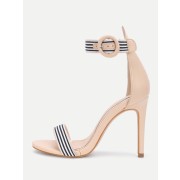 Striped Design Two Part Heeled Sandals - Сандали - $33.00  ~ 28.34€