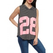 Striped Graphic Sleeveless Hooded Top - Top - $7.99  ~ 6.86€