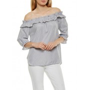 Striped Off the Shoulder Top - Top - $9.99  ~ 8.58€