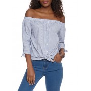 Striped Off the Shoulder Top - Top - $12.97  ~ 11.14€