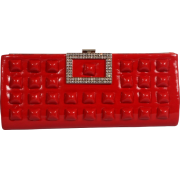 Studded Faux Leather Evening Clutch Bag Rhinestone Accent - Clutch bags - $29.99 