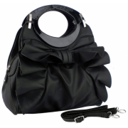 Stylish and Sweet Ruffle Bowknot Top Double Handle Leatherette Satchel Purse Handbag Day Bag Hobo Bag with Removable Adjustable Shoulder Strap - Hand bag - $29.99 