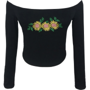 Sun Flower Shoulder Long Sleeve T-Shirt - Maglie - $25.99  ~ 22.32€