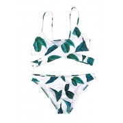 Sunm boutique Fashion Women's Fresh Leaves Printing Front Cross Padding Bikini Set Beach Swimwear 2-Piece Bathing Suit - Costume da bagno - $18.99  ~ 16.31€