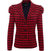 Jacket, Plaid, Red, Black - アウター - 