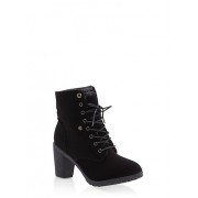 Sweater Cuff Lace Up High Heel Booties - Boots - $19.99 