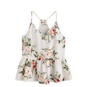 SweatyRocks Women's Casual Floral Print Ruffle Hem Racerback Cami Top - Shirts - $6.99  ~ £5.31