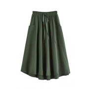 SweatyRocks Women's Casual High Waist Pleated A-Line Midi Skirt with Pocket - Skirts - $15.99 