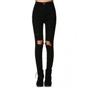 SweatyRocks Women's Casual High Waist Ripped Skinny Jeans Distressed Denim Pants - Pants - $19.99 
