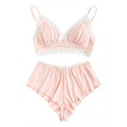 SweatyRocks Women's Lace Trim Underwear Lingerie Straps Bralette and Panty Set - Underwear - $12.89  ~ £9.80