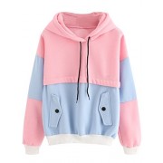 SweatyRocks Womens Long Sleeve Colorblock Pullover Fleece Hoodie Sweatshirt Tops - Shirts - $13.99 