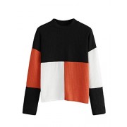 SweatyRocks Women's Long Sleeve Mock Neck Color Block Casual Knit Sweater Pullover - Рубашки - короткие - $10.99  ~ 9.44€