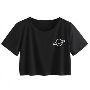 SweatyRocks Women's Short Sleeve Print Crop Top T Shirt - Shirts - $12.99 