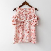 Sweet printed embroidered top off-the-shoulder ruffled skirt - Košulje - kratke - $25.99  ~ 165,10kn