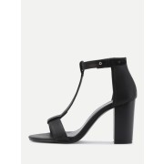 T-strap PU Block Heeled Sandals - Сандали - $27.00  ~ 23.19€