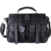 THEO Gothic Skull Studded Messenger Shoulder Bag Top Handle Satchel Handbag Purse - 2 color option Black - Hand bag - $29.99 