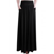 TRENDY UNITED Women's Rayon Spandex High Waist Shirring Maxi Skirt With Pockets - Skirts - $39.99 