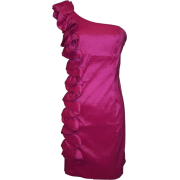 Taffeta Side Ruffle Knee-length Dress Fuchsia - Dresses - $49.99 