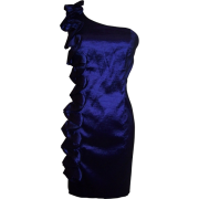 Taffeta Side Ruffle Knee-length Dress Violet - Dresses - $49.99 