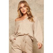 Taupe Solid Knit Sweater - Pullovers - $47.85 