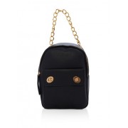 Textured Faux Leather Small Chain Strap Backpack - Backpacks - $19.99 