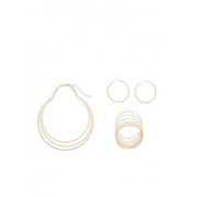 Textured Metallic Collar Necklace with Bangles and Hoop Earrings - Kolczyki - $8.99  ~ 7.72€