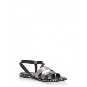 Textured Strap Studded Flat Sandals - Sandálias - $12.99  ~ 11.16€