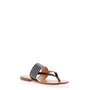 Thick Rhinestone Strap Thong Sandals - Sandals - $14.99 
