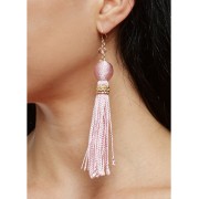 Thread Wrapped Bead Tassel Drop Earrings - Uhani - $3.99  ~ 3.43€