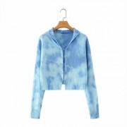 Tie-dye pin design long-sleeved sweater coat - Shirts - $28.99 