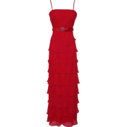 Tiered Ruffle Chiffon Prom Formal Gown Long Holiday Party Cocktail Dress Bridesmaid Red - Dresses - $79.99 
