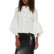 Tiered Sleeve Button Front Top - Top - $24.97  ~ 21.45€