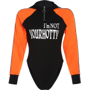 Tight jumpsuit hooded zipper letter prin - Grembiule - $27.99  ~ 24.04€