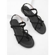 Toe Post Strappy Flat Sandals - Sandals - $29.00 