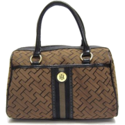 Tommy Hilfiger "Large Logo" Bowler Satchel Handbag in Brown / Black (TH HANDBAGS, PURSES, BAGS) - Hand bag - $92.00 