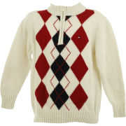 Tommy Hilfiger Argyle Quarter Zip Sweater Ivory - Пуловер - $36.93  ~ 31.72€