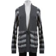 Tommy Hilfiger Gray Striped Cotton Ribbed Shawl Collar Cardigan Sweater - Cardigan - $49.99 