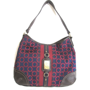 Tommy Hilfiger Hobo Handbag Purse, Burgundy, Navy Blue - Hand bag - $74.98 