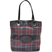 Tommy Hilfiger Large Nylon Plaid Tote with Patent Leather-like Straps and Trim (TH PURSES, HANDBAGS, BAGS, TOTES) - Hand bag - $86.00 