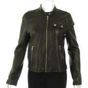 Tommy Hilfiger Leather Zip Closure Jacket Black - Jacket - coats - $249.93 
